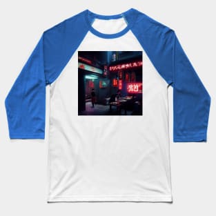 Cyberpunk Tokyo Ramen Shop Baseball T-Shirt